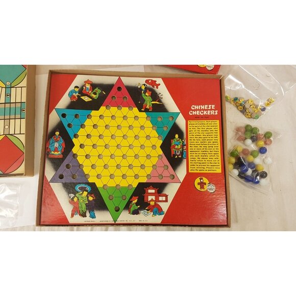 Transogram Games Chinese Checkers Pa-Chee-Si 1955 1956 Vintage Board Game BOXED - Picture 5 of 12